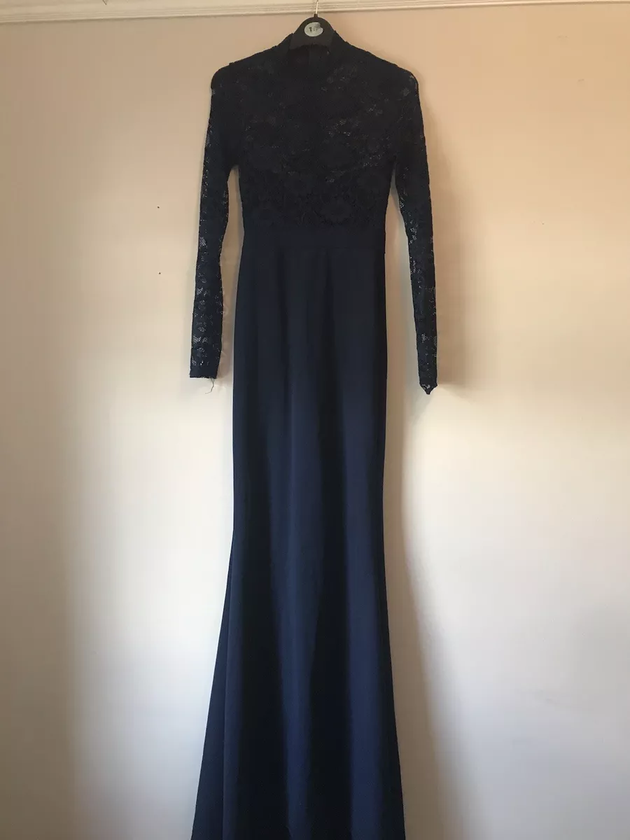 Missguided Floor Length Lace Detail Ballgown Christmas Party Formal Dress. Navy