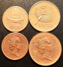 Fiji UNC Set 2 Coins, 1 2 Cents 2001, QEII