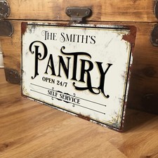 Personalised Pantry Sign Plaque Vintage Larder Retro Shabby Chic - 200x305mm
