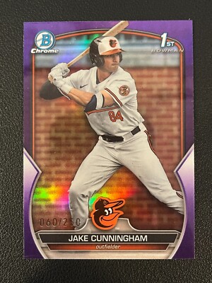 Jake Cunningham 2023 Bowman Draft 1st Chrome Purple Refractor /250 Orioles