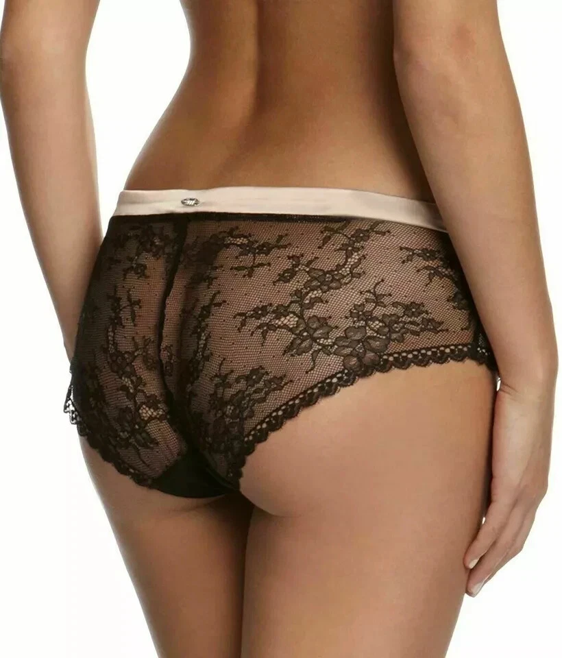 Calzoncillo Panache Masquerade Antoinette Talla 16 Negro Desnudo Encaje Malla Bragas 7152 Foto 4 de 4