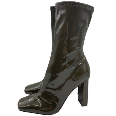 Aldo Women's Boots Fidella Olive Green Patent Vegan Leather