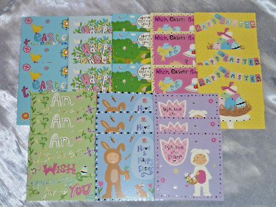 OSTERKARTEN 24 GEMISCHTE NIEDLICHE JUGENDLICHE KINDER MIT UMSCHLÄGEN QUADRATISCH BUMPER PACK