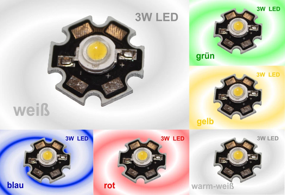 IRVIMA HIGHPOWER 3W LED Chip Hochleistung LEDs auf Platine High-Power 3 Watt