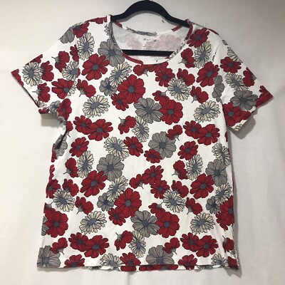 White stag size 2XL red floral crew cut t shirt