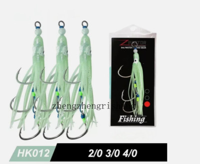 3 Bags Triple Assist Octopus Hook Trolling Jigging Fishing Hooks Glow Double