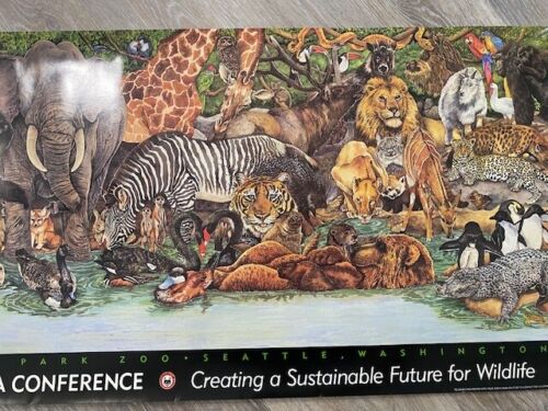 Vintage Seattle Wa. Woodland Park Zoo Aza/Cazpa Poster 1995 17-3/4"x 37-1/2" - Picture 2 of 7