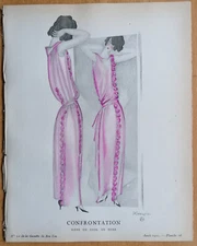 Art Deco Gazette de Bon Ton Pochoir Confrontation by Mourgue - 1920