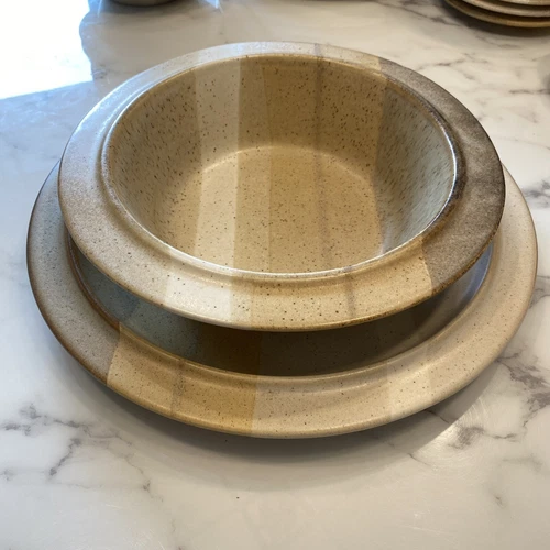 VTG MCM Fabrik Jim McBride Foxfire Stoneware Set 13”Serving Plate 10.5” Bowl