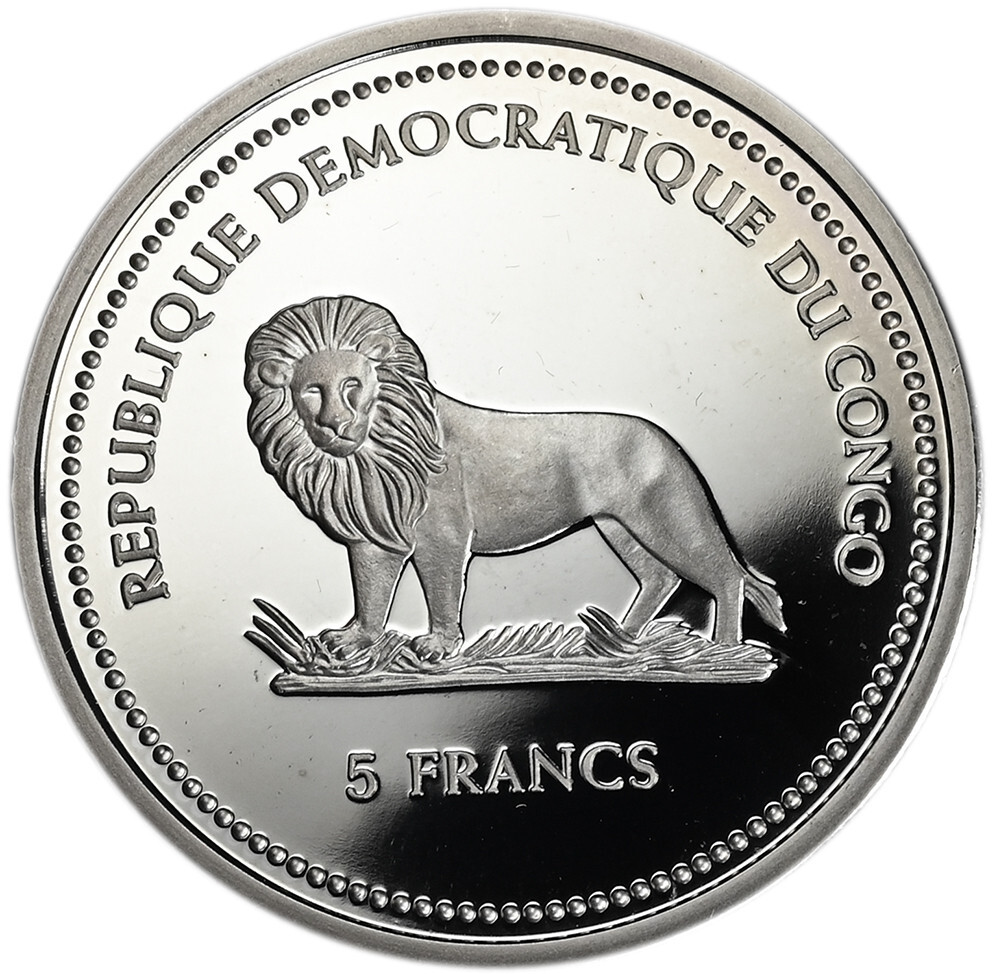 CONGO 5 Francs 2004 'Prismatic Wildlife - Kingfisher,Quetzal