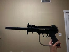 Used Tippman A-5 Paintball Marker (black) w/ hopper, tube, & mask.