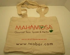 RARE! Mahamosa Tea Tote Shopping Market Bag 100% Cotton Eco Reusable 15"x11"x6"