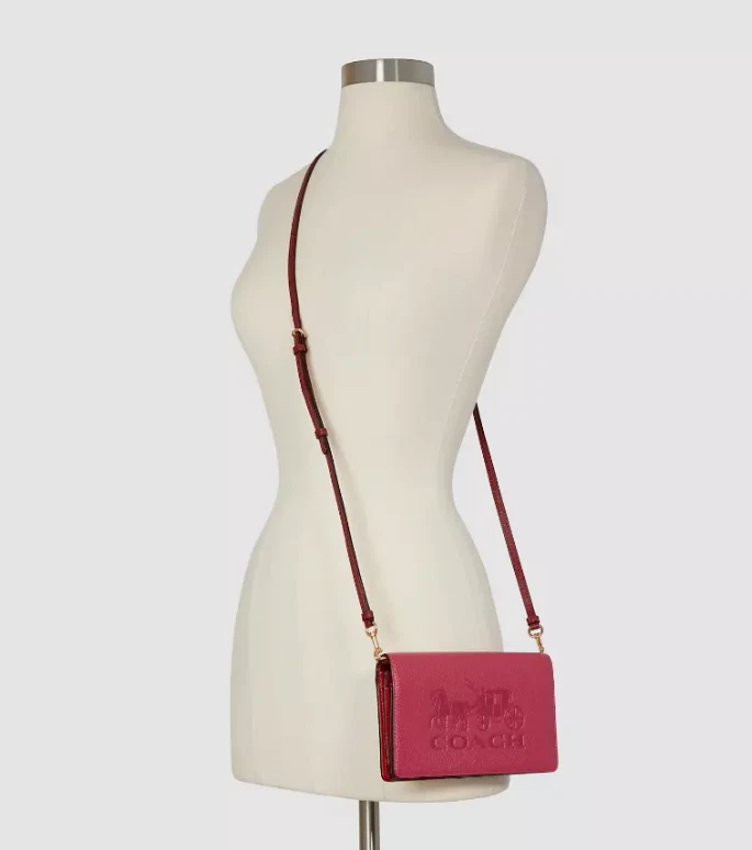 Coach Anna pochette a tracolla pieghevole cavallo e carrozza (C5887) oro viola brillante