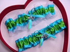 NEW Beautiful Apple Turquoise White Wedding Prom Garters GetTheGoodStuff A  