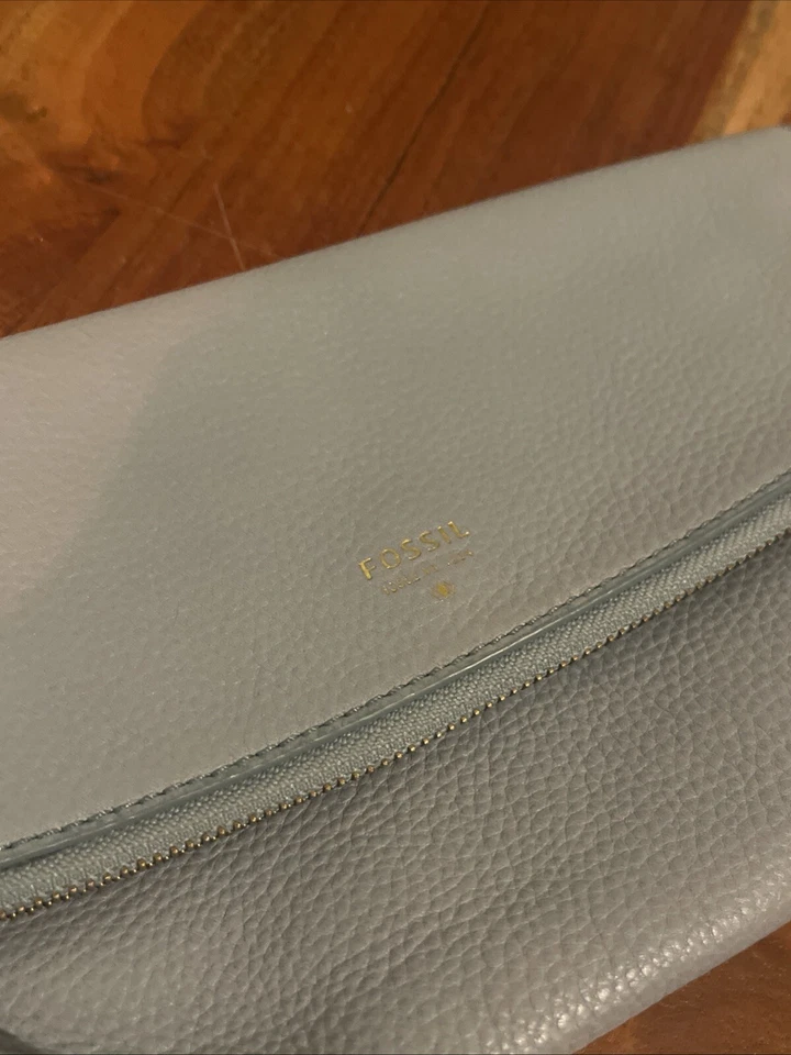 Bolso clutch plegable gris azulado fósil con muñeca vintage Foto 2 de 4