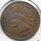 1907 Extremely Fine (XF) Indian Head Penny Cent