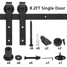 J Shape 8.2' Sliding Barn Door Hardware Kit Heavy Duty Track Kit for Single Door