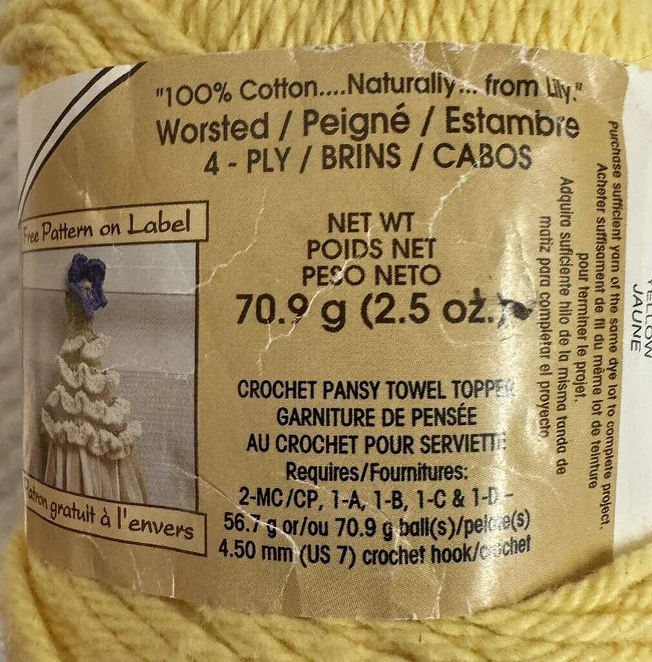 2~Spinrite LILY SUGAR 'N CREAM Yarn: Solids~YELLOW~ 100% Cotton 2.5oz-120yd ea - Image 4 of 4