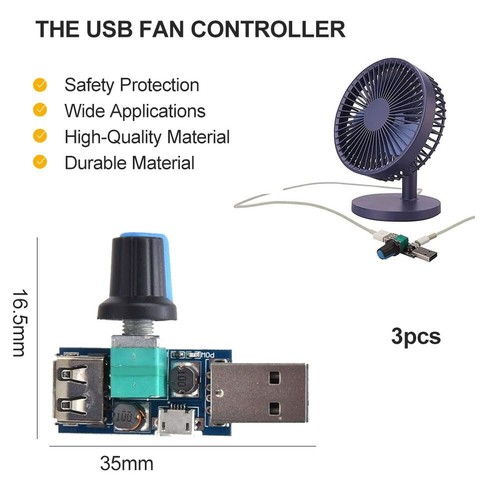 USB Lüfter Drehzahlregler3 Stück USB fan ControllerUSB LüfterUSB Zeitschaltuh... - Bild 5 von 9
