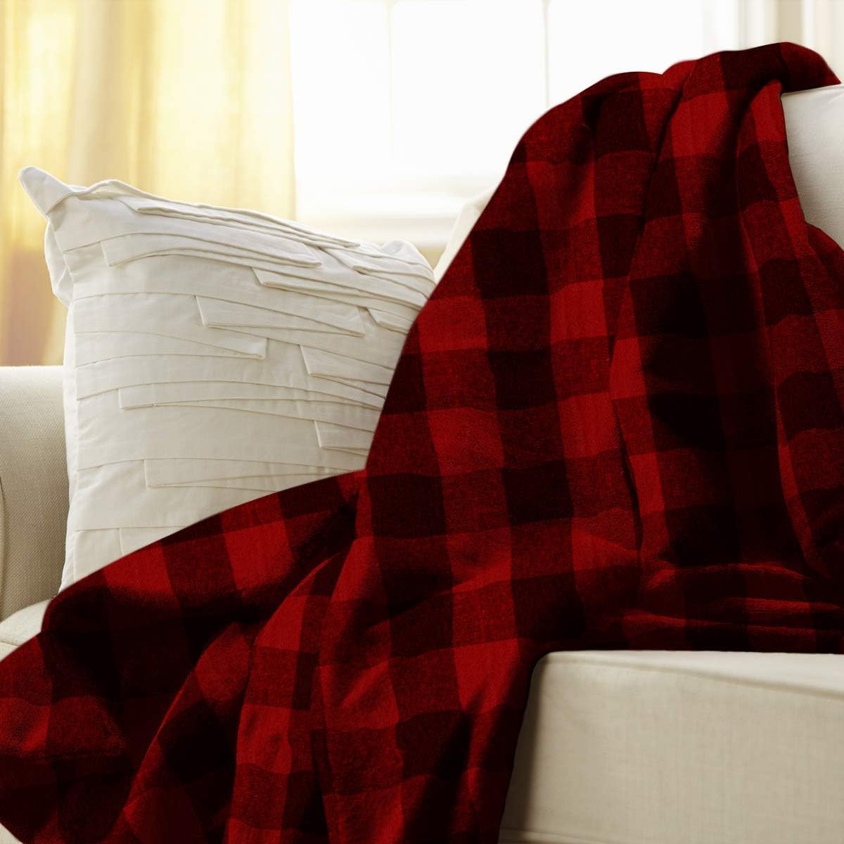 Microplush Heated Throw Blanket, Red Buffalo Plaid