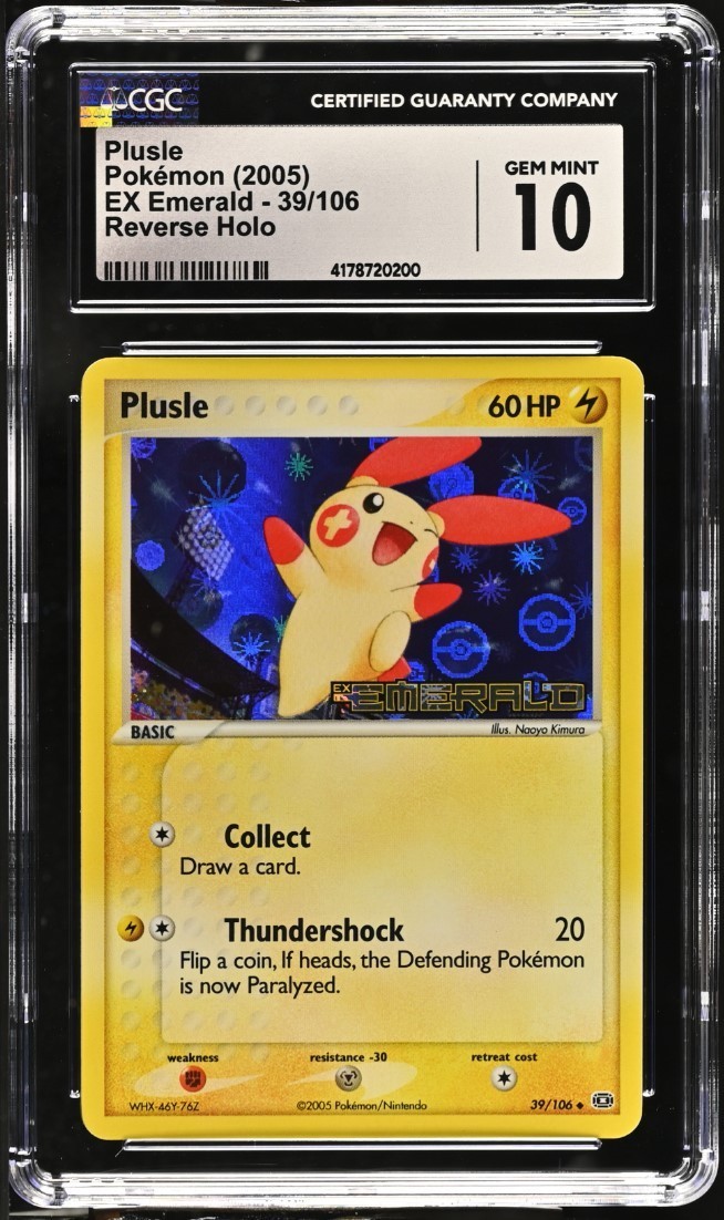 CGC GEM MINT 10 Plusle Reverse Holo Stamped #39/106 EX Emerald (POP 12!)