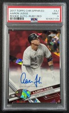 AARON JUDGE PSA 9 2017 TOPPS CHROME SAPPHIRE ROOKIE AUTO RUBY RED REFRACTOR /10