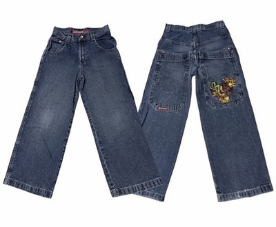 JNCO Jeans Youth 12/14 Dragon Embroidery Wide Leg Y2K Denim Baggy