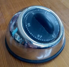 3.5 Fox Run Retro Vintage Black Chrome German Kitchen Timer M101 WORKS FREE SHIP