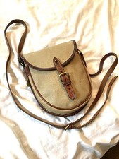 Borsa a tracolla vintage MULBERRY piccola patta sopra pelle beige marrone scotchgrain