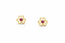14k Yellow/White Flower Studs Earrings Screwback