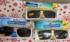 Lot Of 3 Solar Shield Clip-on Polarized Sunglasses W/ Case Read Description