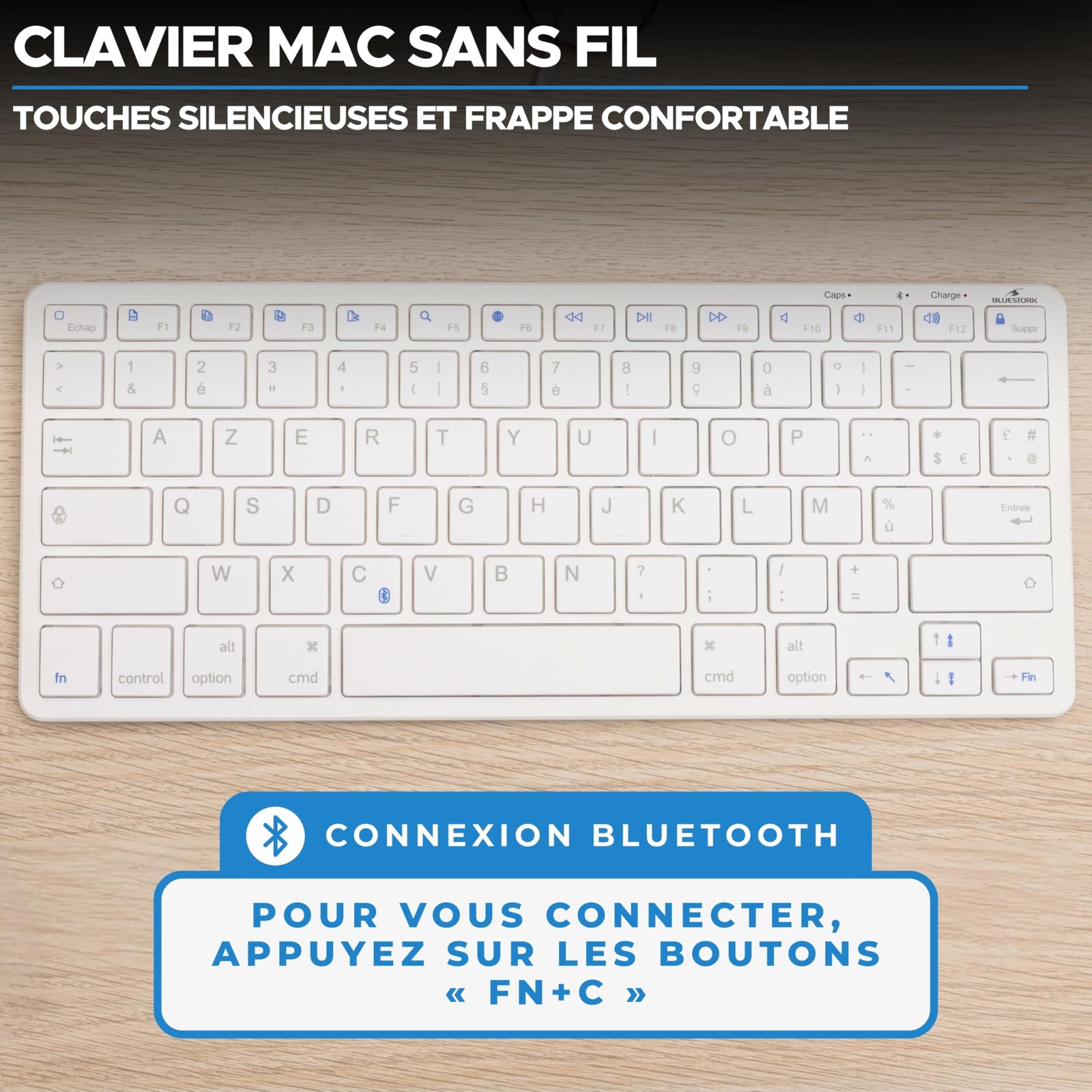 Mini clavier Mac sans fil rechargeable USB-C argent