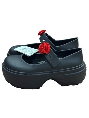NWT Women's Crocs Black Stomp Rosette Mary Jane Platform Clogs Shoes - Size 9