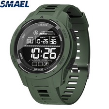Smael Herren Digitaluhr Sport 50m Wasserdichte LED Stoppuhr Armbanduhr