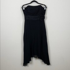 Y2K Silk Elegant Whimsgoth Fairy Flowy Black Strapless Evening Dress Women's 10