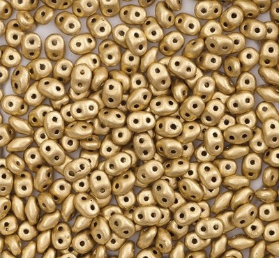 SuperDuo Two-Hole Beads Metallic Flax Gold 8g