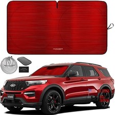 1-Piece Windshield Sun Shade - Foldable MEDIUM  61 x 32 inches Metallic Red