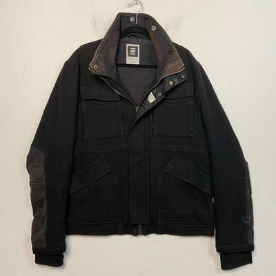 Vintage G-Star Raw Denim Men's Black MFD Field Wool Bomber Utility Jacket XXL