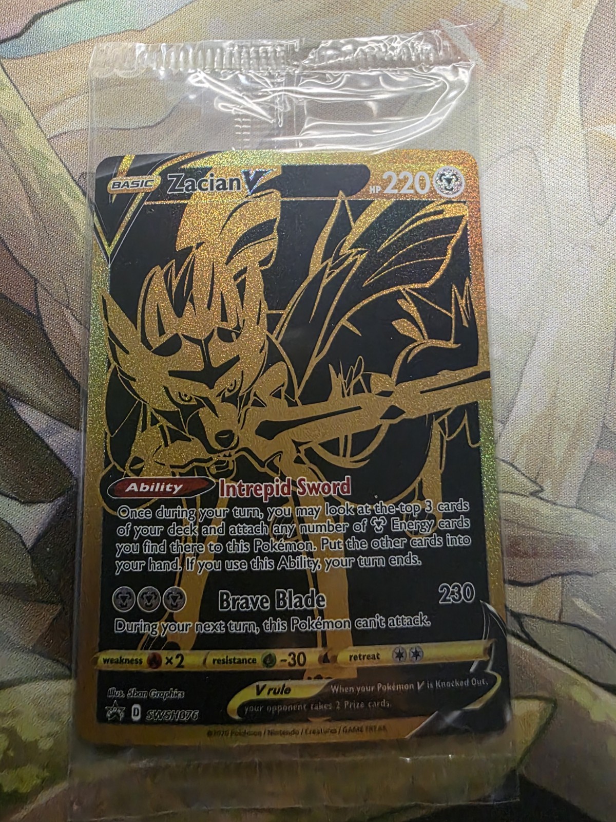 SEALED SWSH076 Zacian V Black & Gold Full Art Pokemon TCG Promo Card