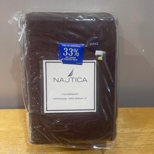 Nautica Fairfield King Bedskirt Brown Solid Cotton Tailored Dust Ruffle 78x80