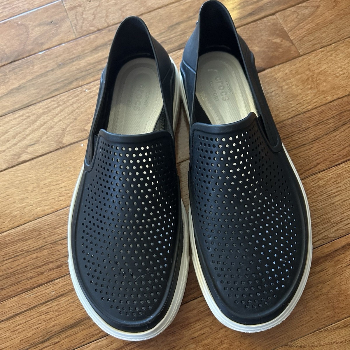 Crocs Men's CitiLane Roka Slip-Ons Black & White Size 5 Loafer