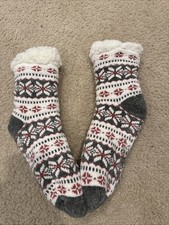 Fleeced Lined Pink And Gray Socks