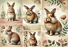 Bunch of Bunnies #1 | A4 Rice Paper | Paper for Decoupage | Decoupage Creatives