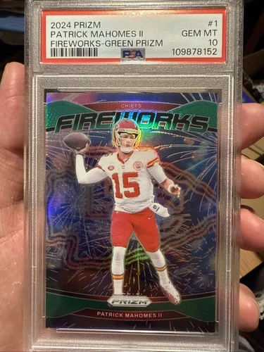 2024 Panini Prizm - Fireworks Patrick Mahomes II #1 Green Prizm