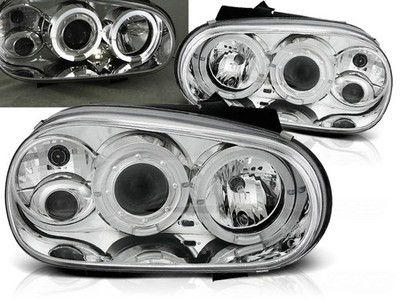 Headlights for VW Golf IV 1997-2000 2001 2002 2003 VR-1601 Angel Eyes Chrome