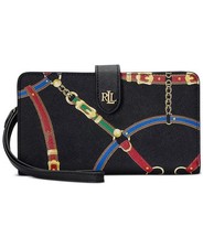 Lauren Ralph Lauren Print Crosshatch Leather Tech Wristlet Norfolk Belting