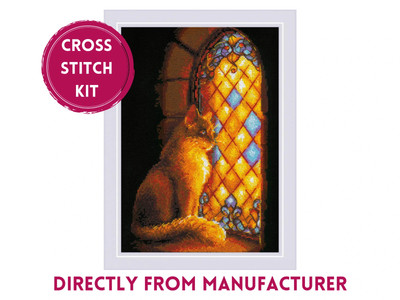 RIOLIS Counted Cross Stich Kit 1848 Castle Guardian, Cat Themed Cross Stitch Art