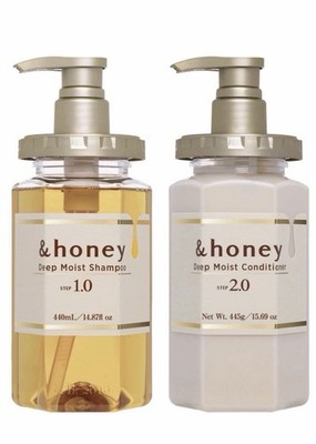 &HONEY DEEP MOIST SHAMPOO & CONDITIONER W/ MANUKA, ACACIA, RAW HONEY From Japan