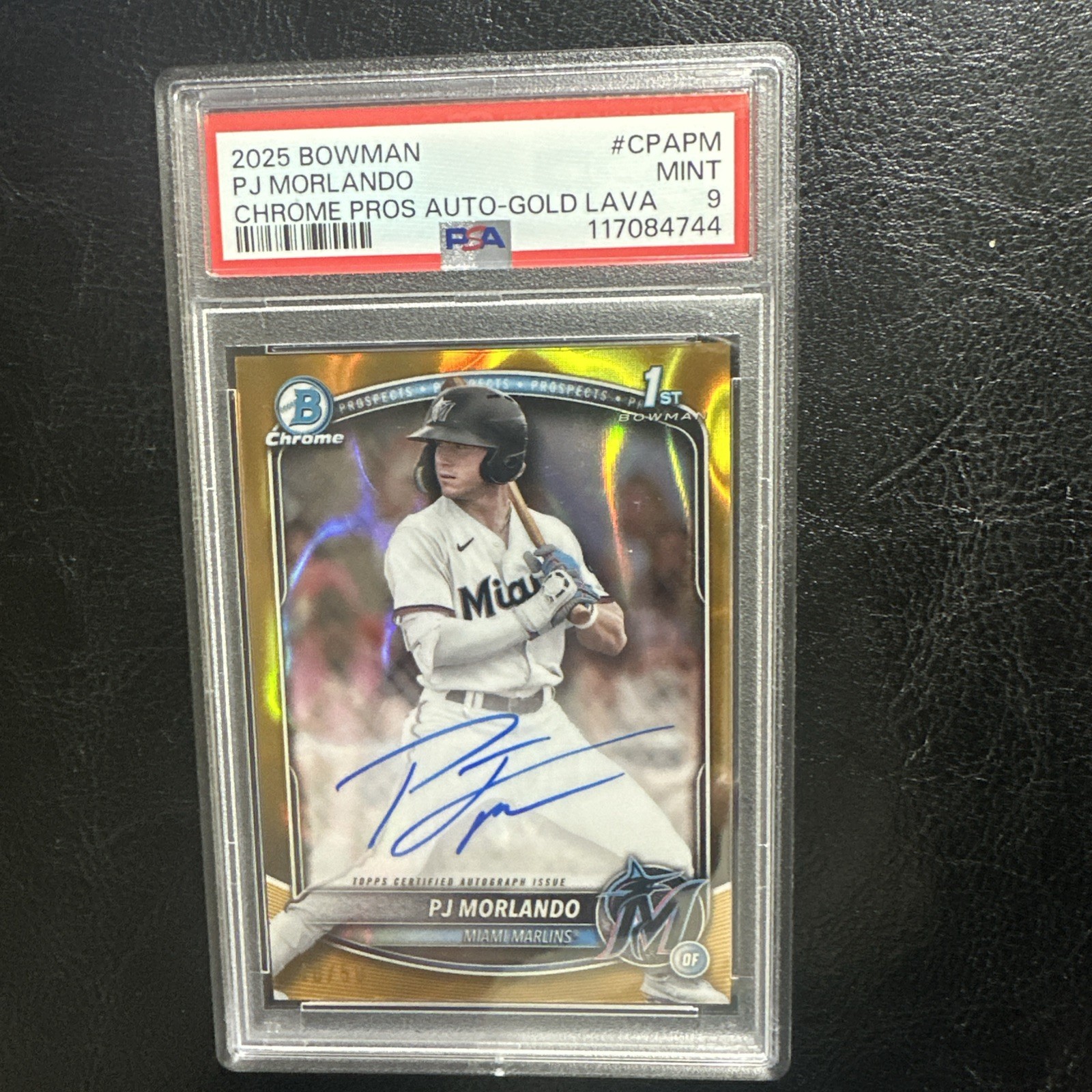 2025 Bowman Chrome Propsect PJ Morlando #CPA-PM 1st Bowman Auto Gold Lava /50