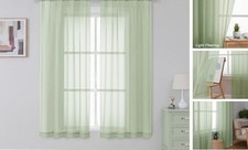 Sheer Curtains 63 Inch Length 2 Panels, 42"W x 63"L Pack of 2 Light Green